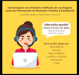 Línea directa de bienestar para estudiantes y familias 